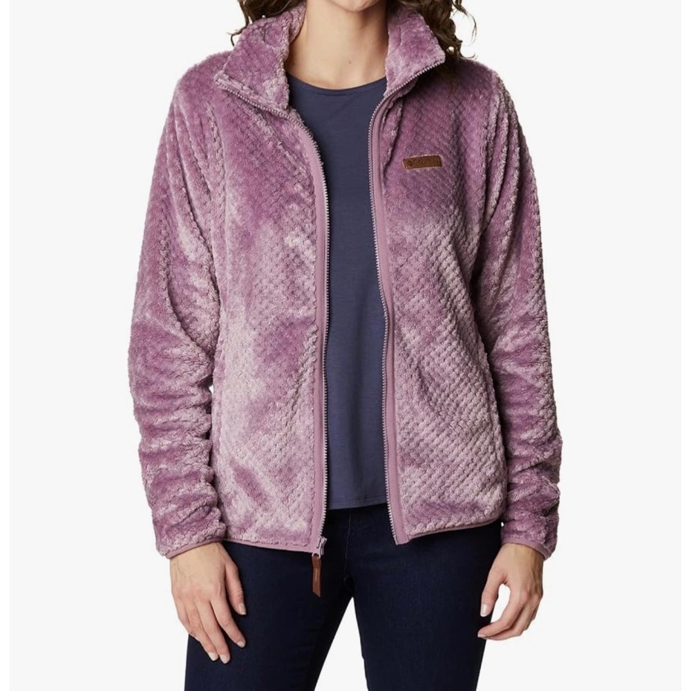 Columbia Fire Side Sherpa Lavender Jacket Medium Women's Plush Granola Girl